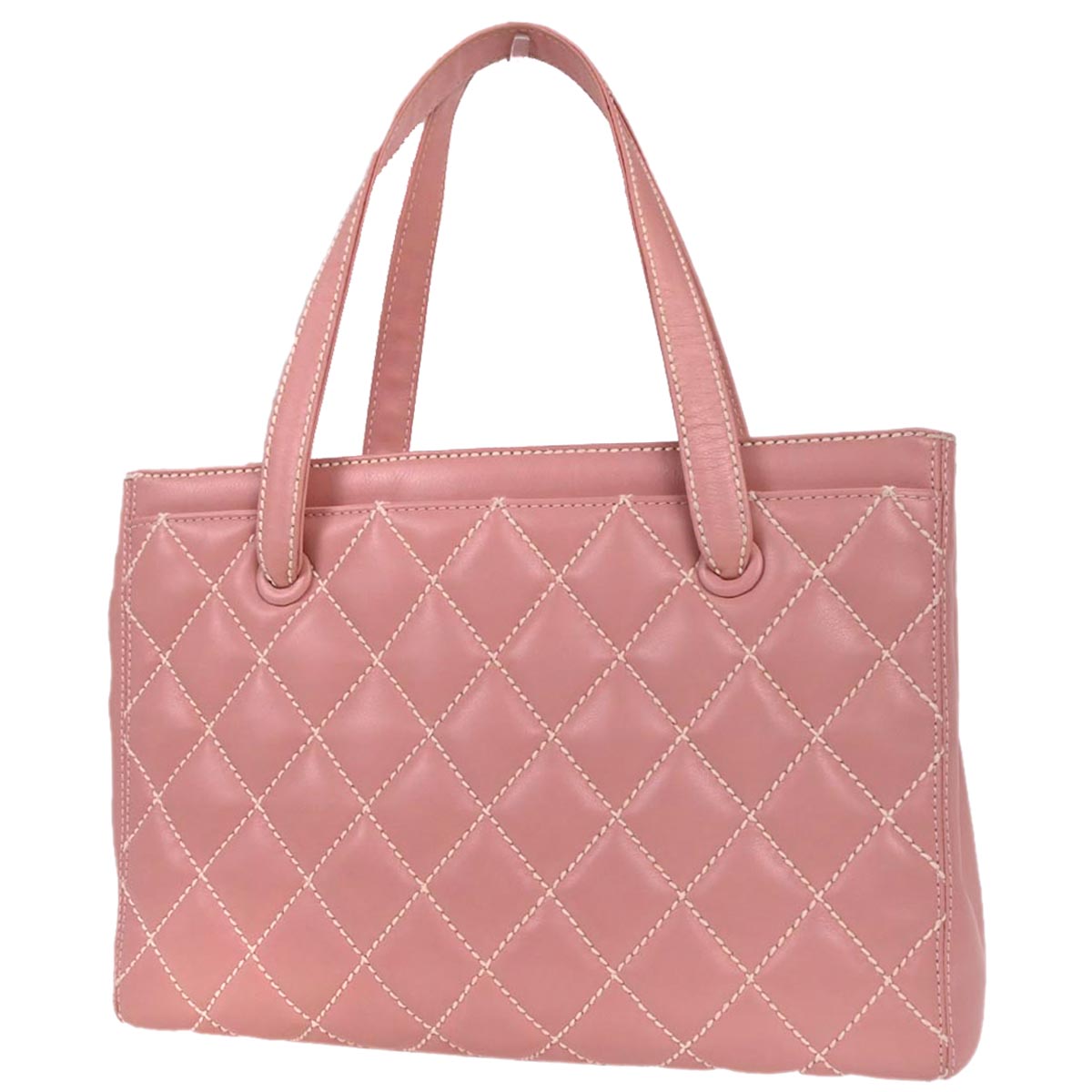 Chanel 2005-2006 Pink Calfskin Wild Stitch Tote Handbag