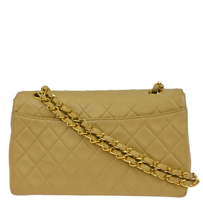 Chanel 1989-1991 Beige Lambskin Single Flap Shoulder Bag