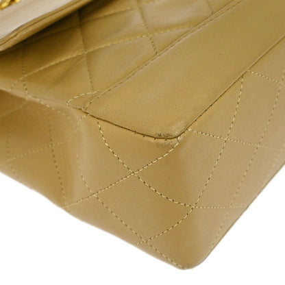 Chanel 1989-1991 Beige Lambskin Single Flap Shoulder Bag