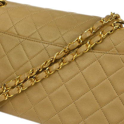 Chanel 1989-1991 Beige Lambskin Single Flap Shoulder Bag
