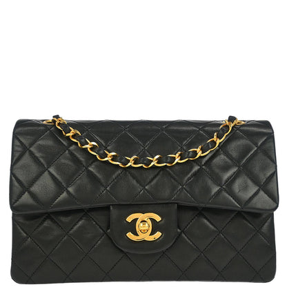 Chanel Black Lambskin Small Classic Double Flap Shoulder Bag 155720