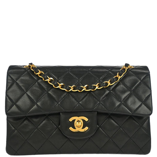Chanel Black Lambskin Small Classic Double Flap Shoulder Bag 155720