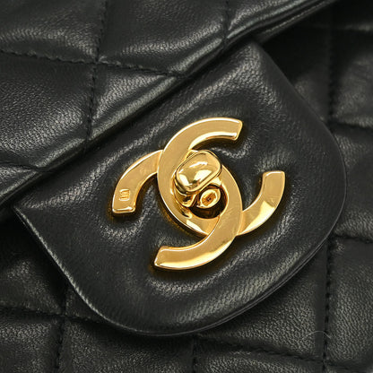 Chanel Black Lambskin Small Classic Double Flap Shoulder Bag 155720