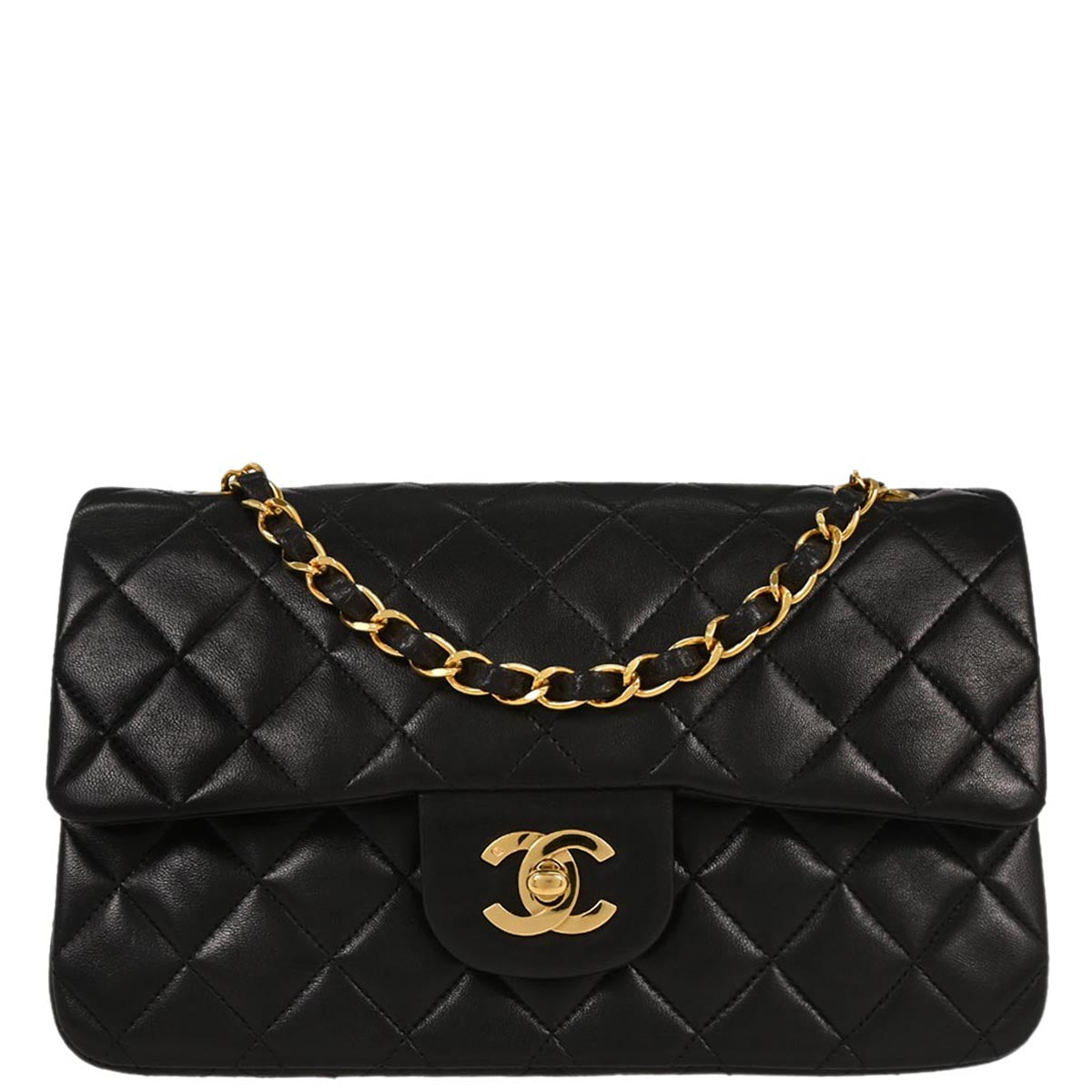 Chanel Black Lambskin Small Classic Double Flap Shoulder Bag