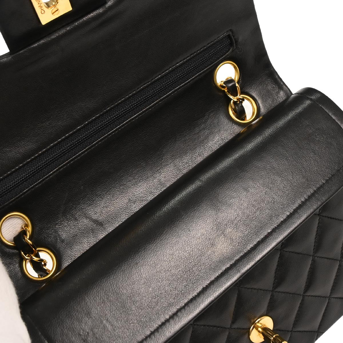 Chanel Black Lambskin Small Classic Double Flap Shoulder Bag