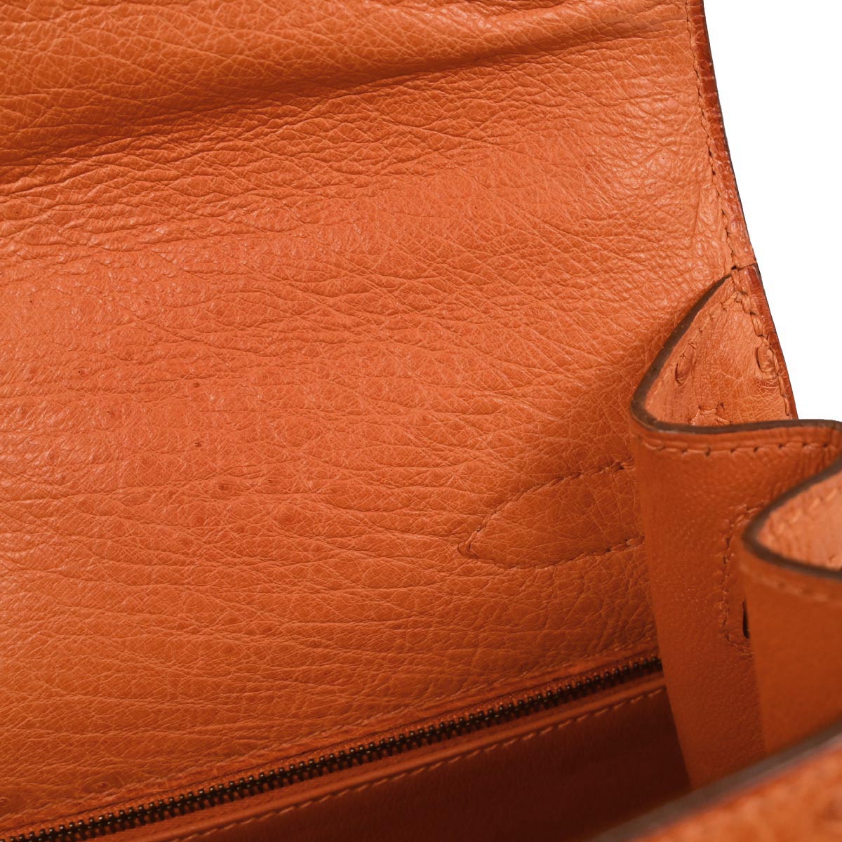 Hermes * Orange Ostrich Kelly 28 Sellier 2way Shoulder Handbag