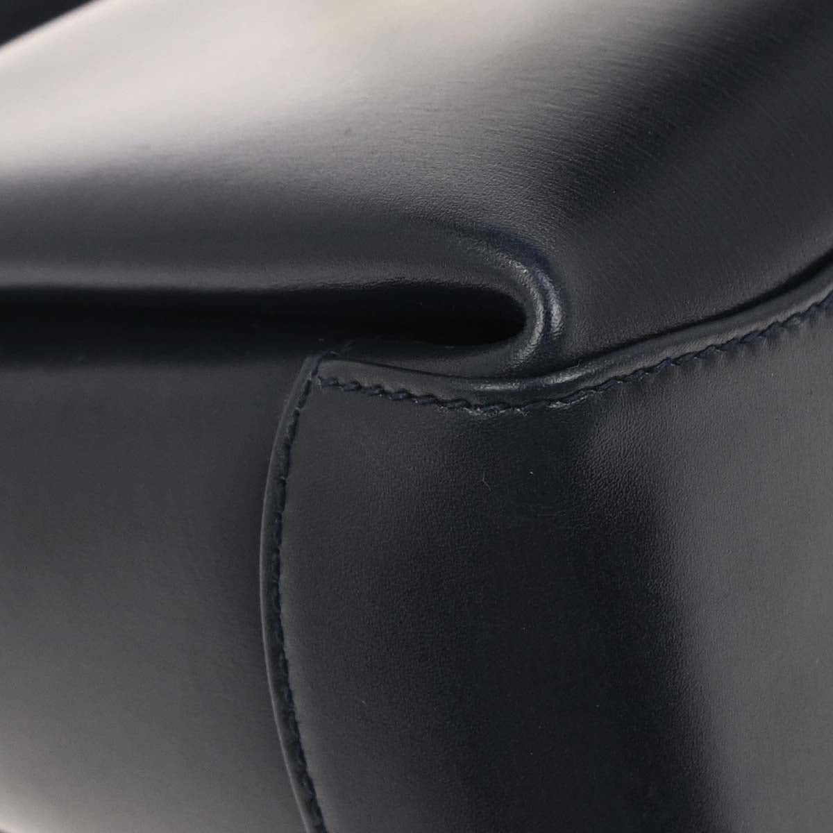 Gucci Navy Leather Bamboo Handbag