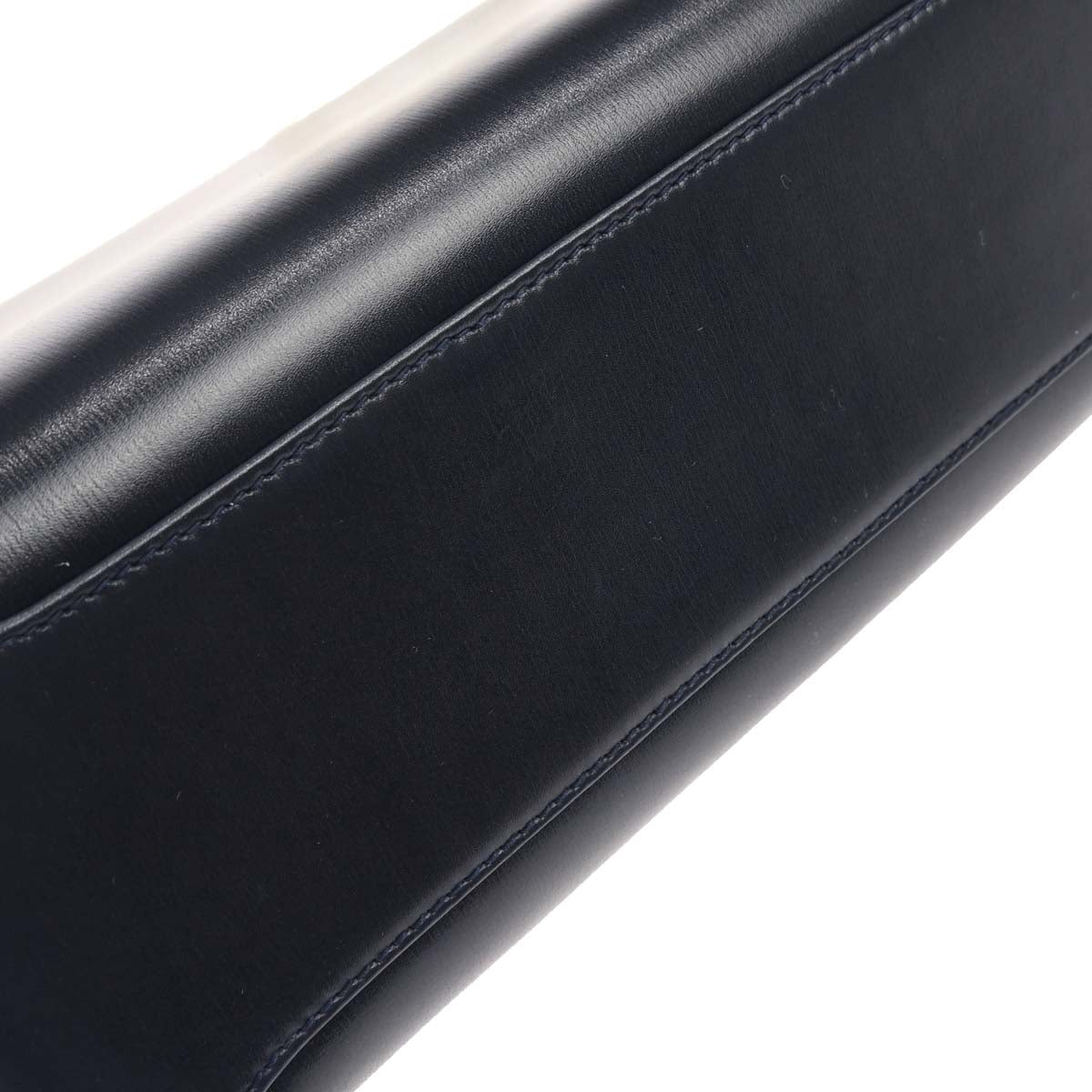 Gucci Navy Leather Bamboo Handbag