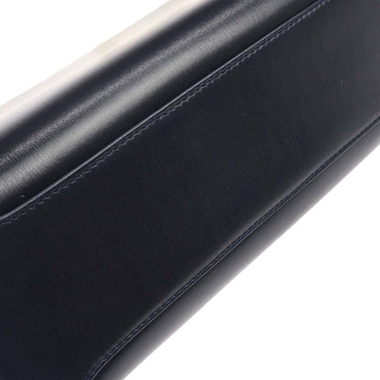 Gucci Navy Leather Bamboo Handbag