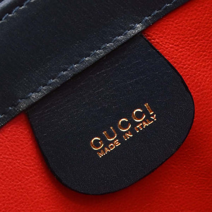 Gucci Navy Leather Bamboo Handbag