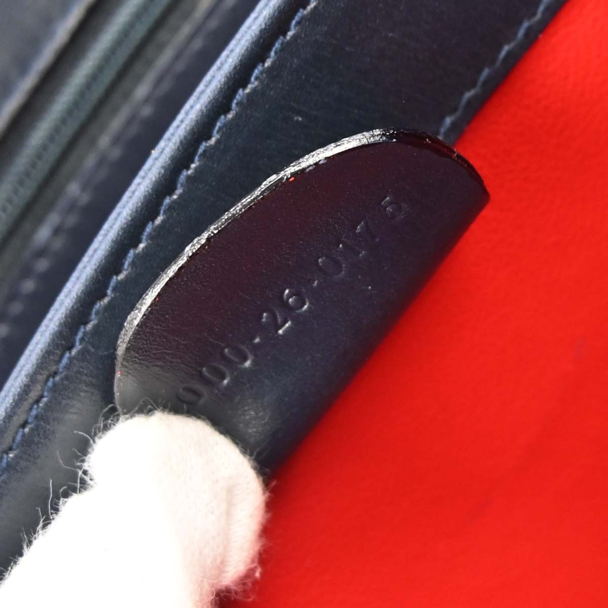 Gucci Navy Leather Bamboo Handbag