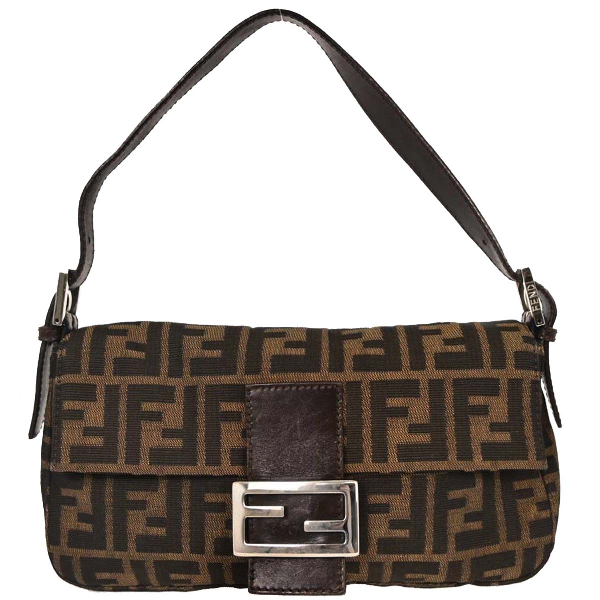 Fendi Brown Canvas Zucca Baguette Handbag