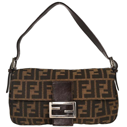 Fendi Brown Canvas Zucca Baguette Handbag