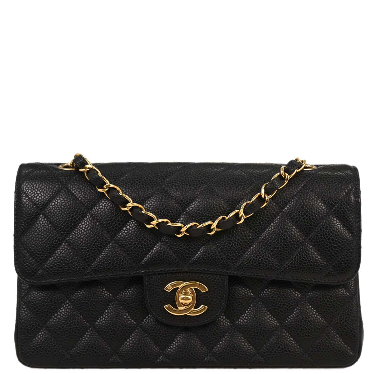 Chanel Black Caviar Small Classic Double Flap Shoulder Bag