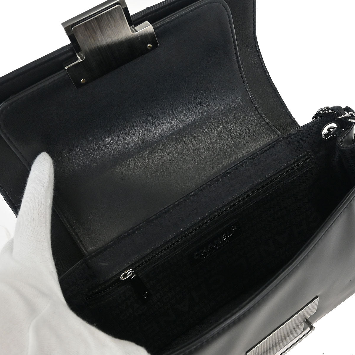 Chanel Black Calfskin Accordion Flap Bag