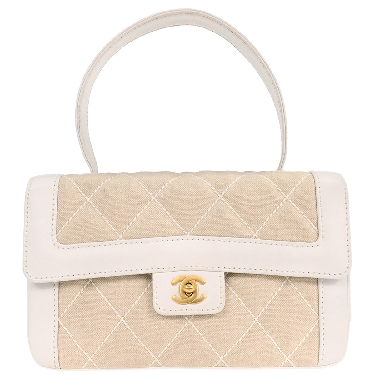 Chanel Ivory Canvas Handbag