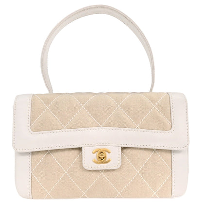 Chanel Ivory Canvas Handbag