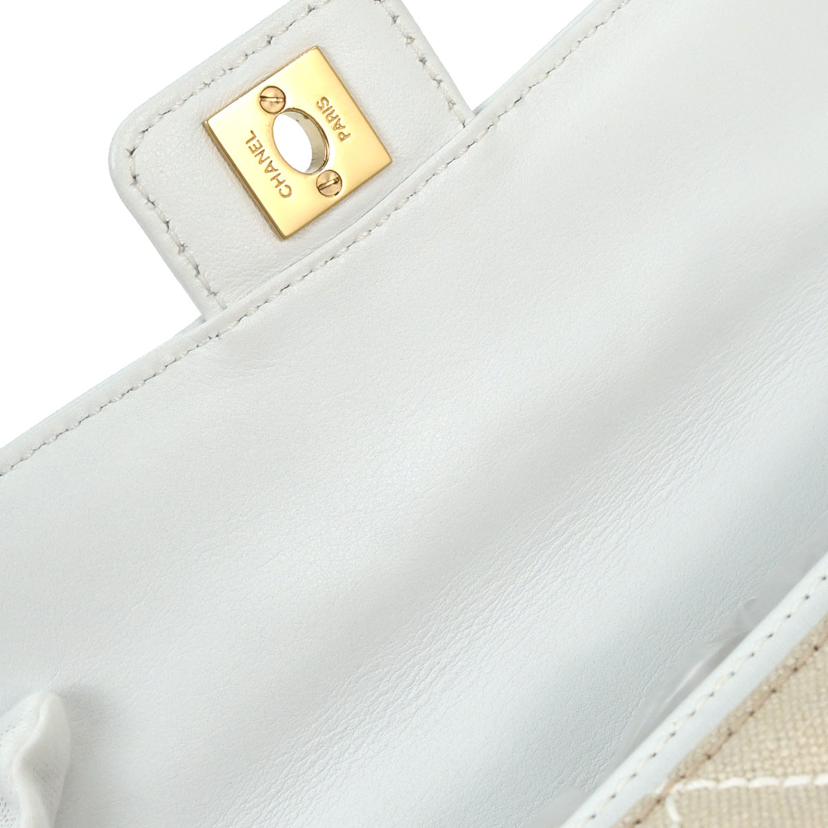 Chanel Ivory Canvas Handbag