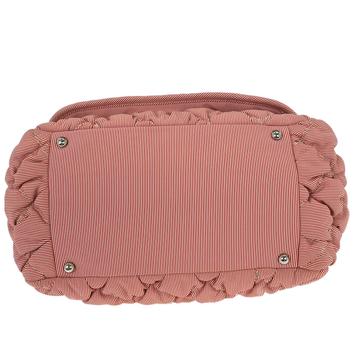 Chanel Red White Nylon Striped Bubble Quilt Accordion Flap Bag