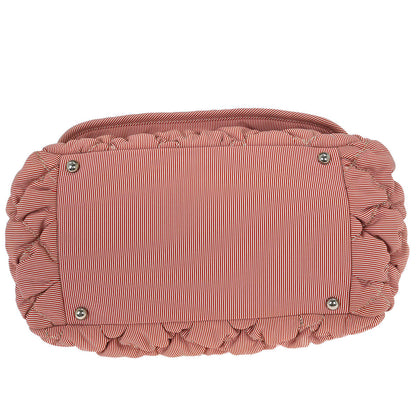 Chanel Red White Nylon Striped Bubble Quilt Accordion Flap Bag