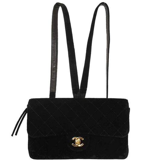 Chanel Black Velvet Backpack