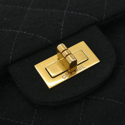 Chanel Black Cotton 2.55 Medium Classic Double Flap Shoulder Bag