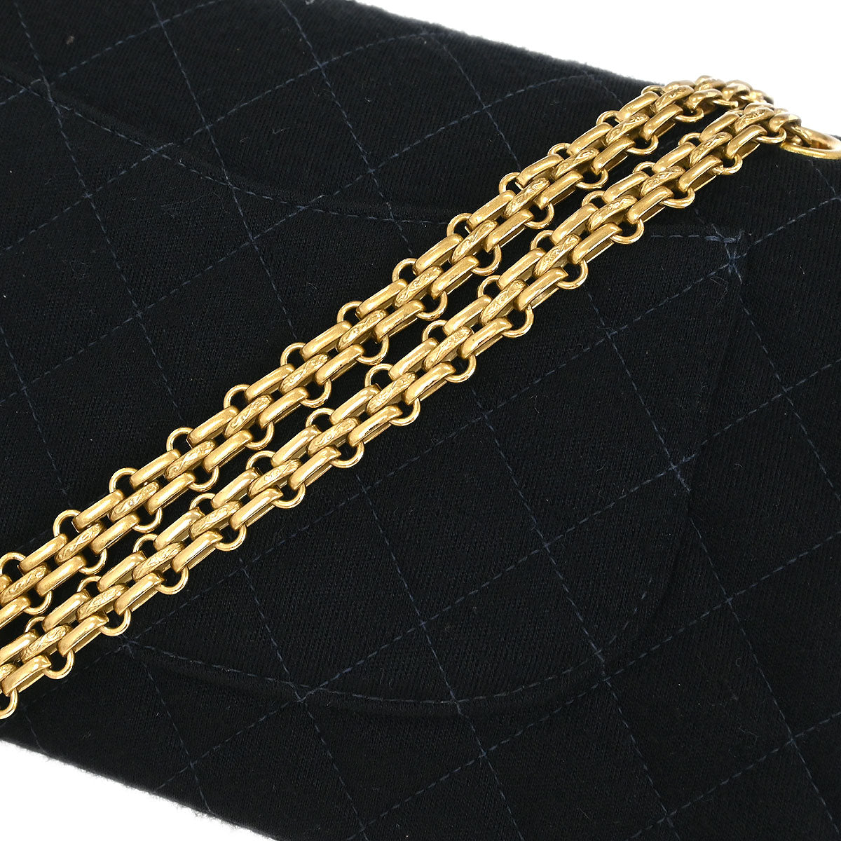 Chanel Black Cotton 2.55 Medium Classic Double Flap Shoulder Bag