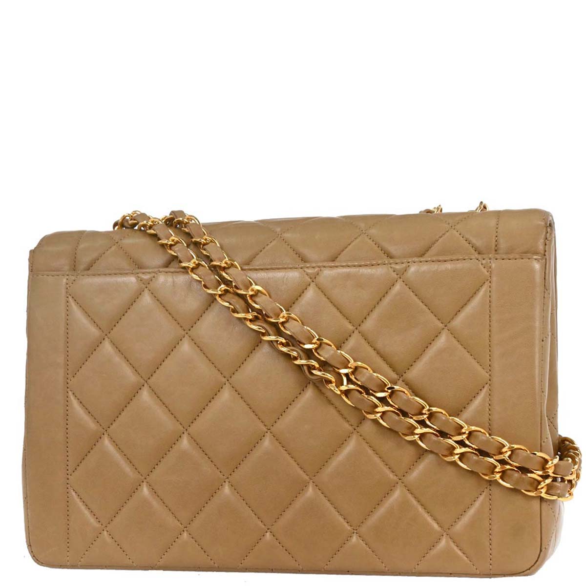 Chanel Beige Lambskin Medium Single Flap Shoulder Bag