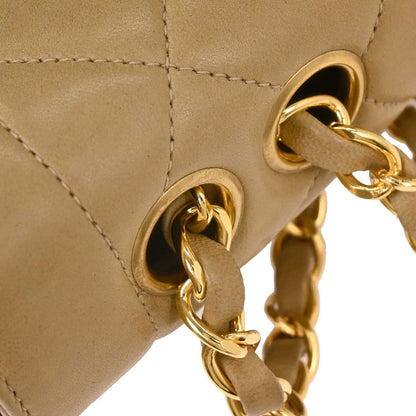 Chanel Beige Lambskin Medium Single Flap Shoulder Bag