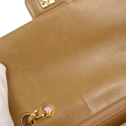 Chanel Beige Lambskin Medium Single Flap Shoulder Bag