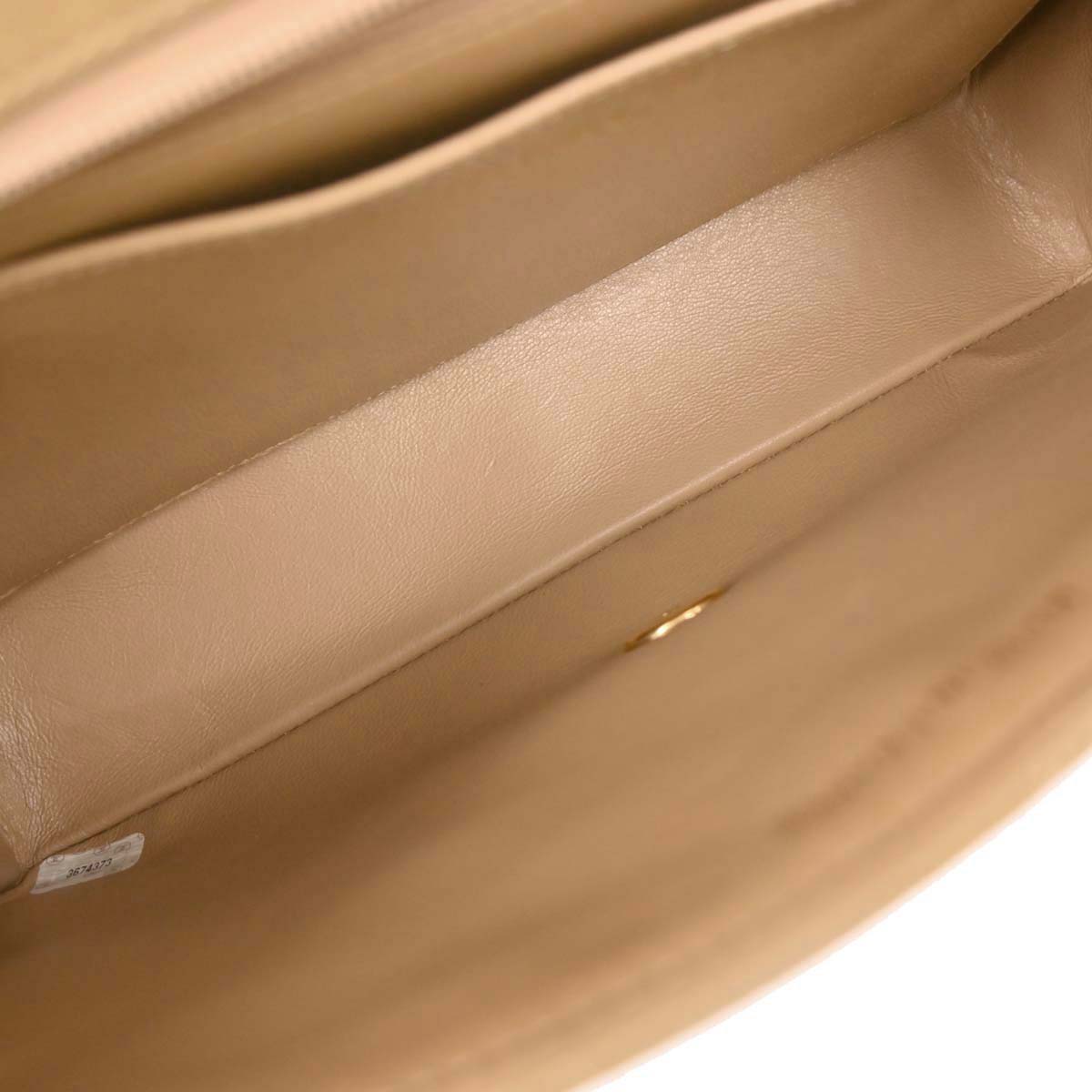 Chanel Beige Lambskin Medium Single Flap Shoulder Bag