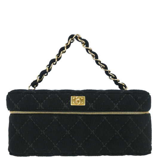Chanel Black Wool Wild Stitch Vanity Handbag