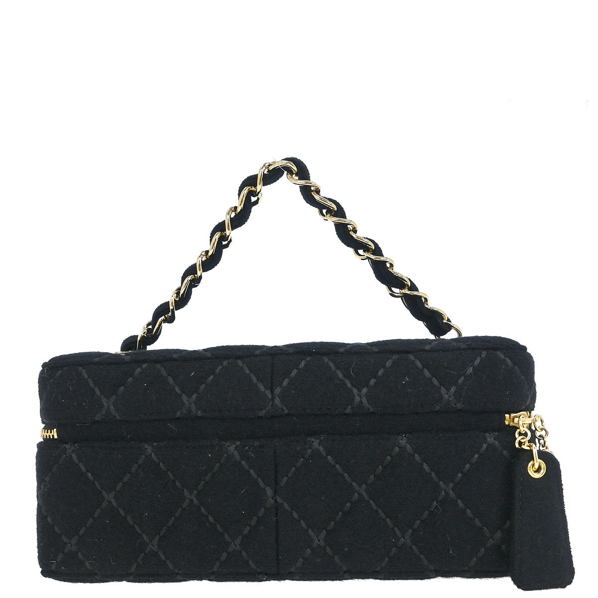 Chanel Black Wool Wild Stitch Vanity Handbag