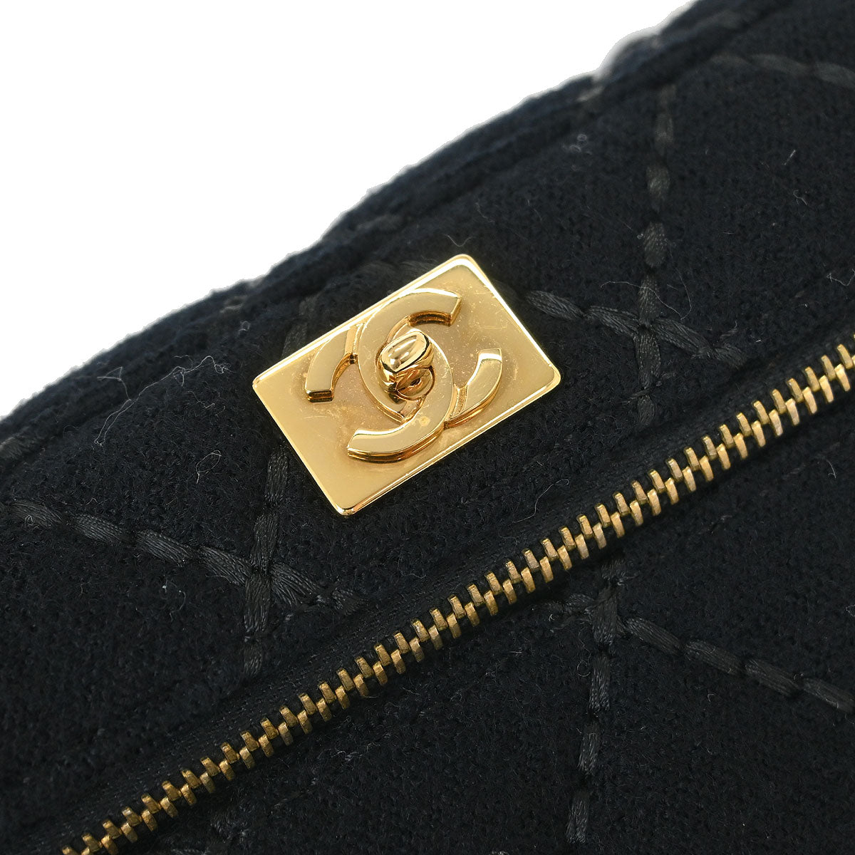 Chanel Black Wool Wild Stitch Vanity Handbag