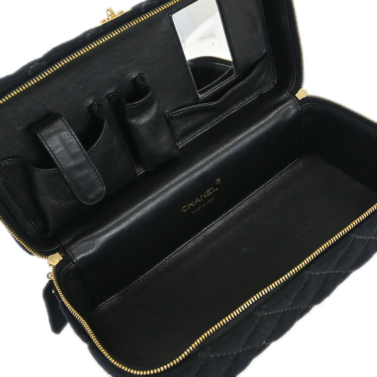 Chanel Black Wool Wild Stitch Vanity Handbag