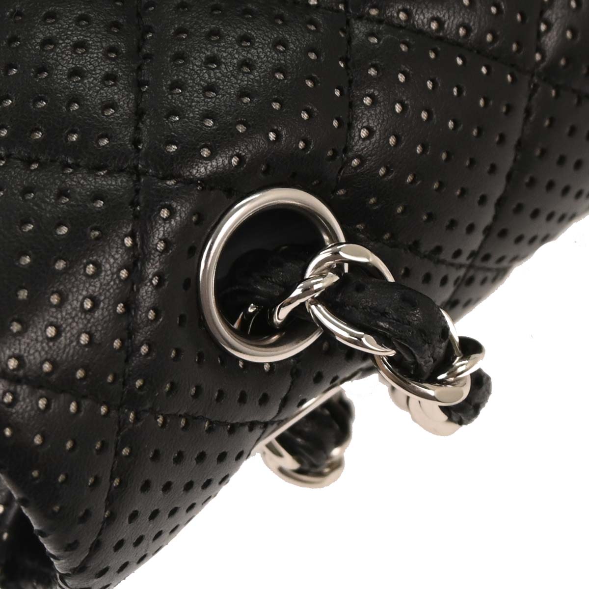 Chanel Black Perforated Calfskin Shoulder Bag