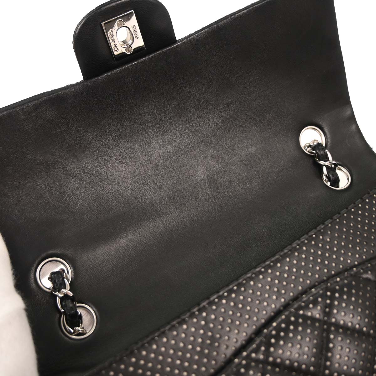 Chanel Black Perforated Calfskin Shoulder Bag