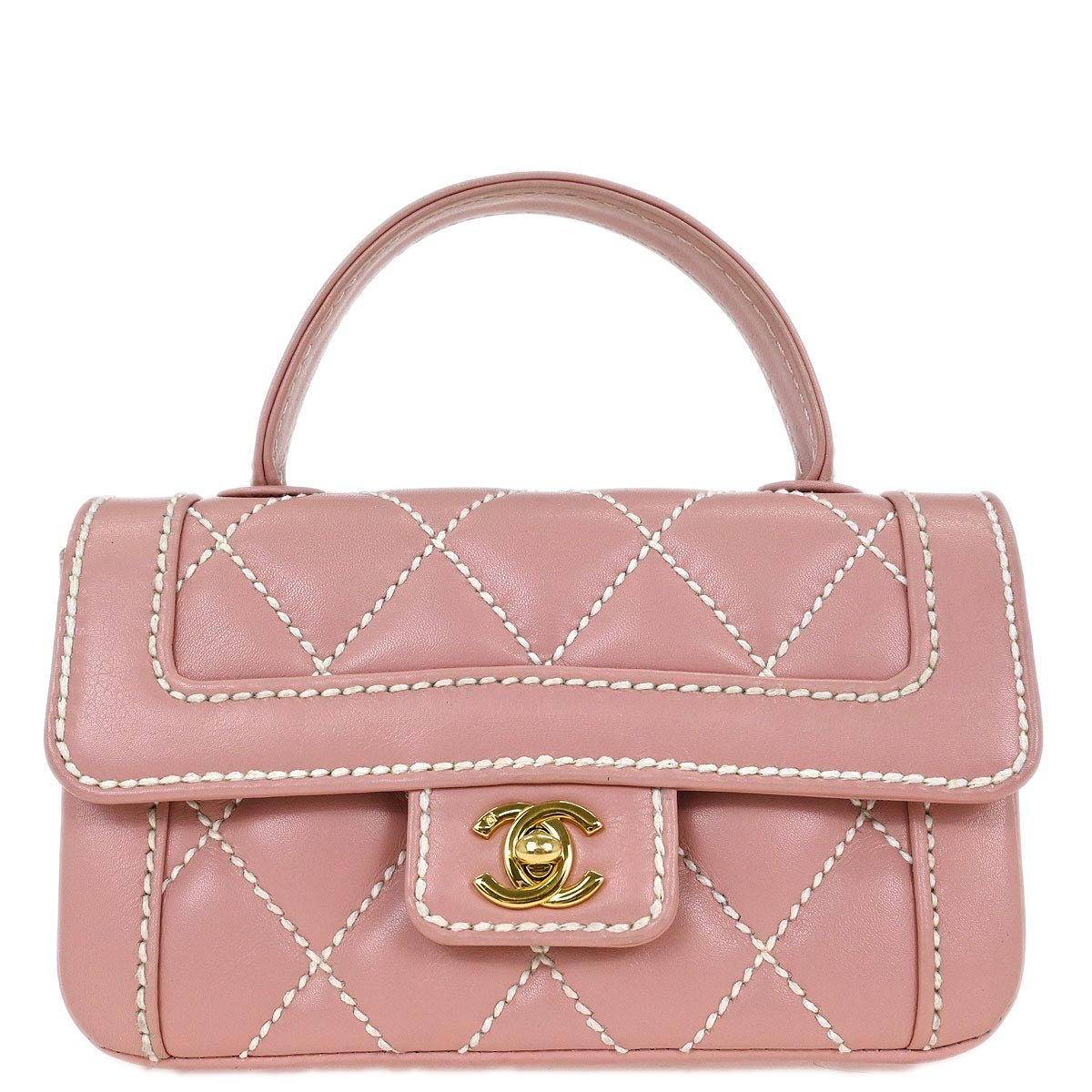 Chanel Pink Calfskin Top Handle Handbag