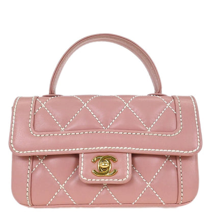 Chanel Pink Calfskin Top Handle Handbag