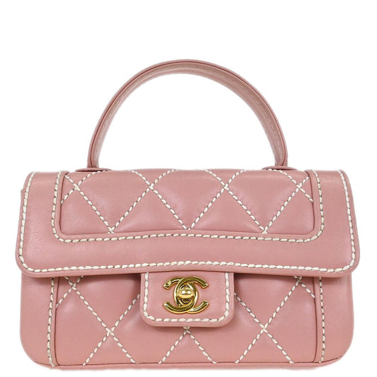 Chanel Pink Calfskin Top Handle Handbag