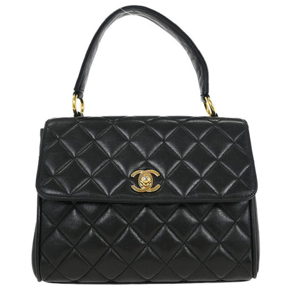 Chanel Black Lambskin Straight Flap Handbag