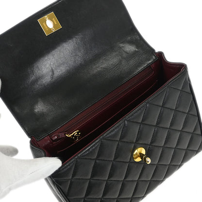 Chanel Black Lambskin Straight Flap Handbag