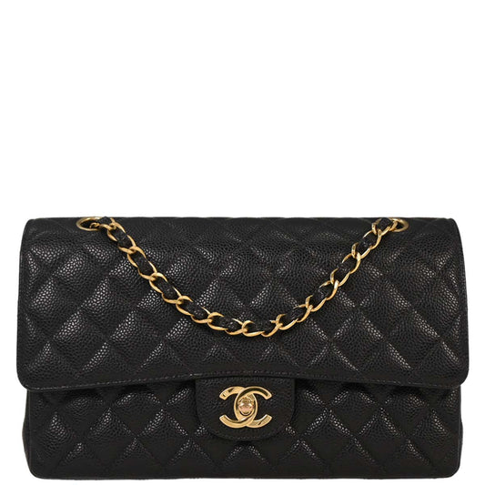 Chanel Black Caviar Medium Classic Double Flap Shoulder Bag