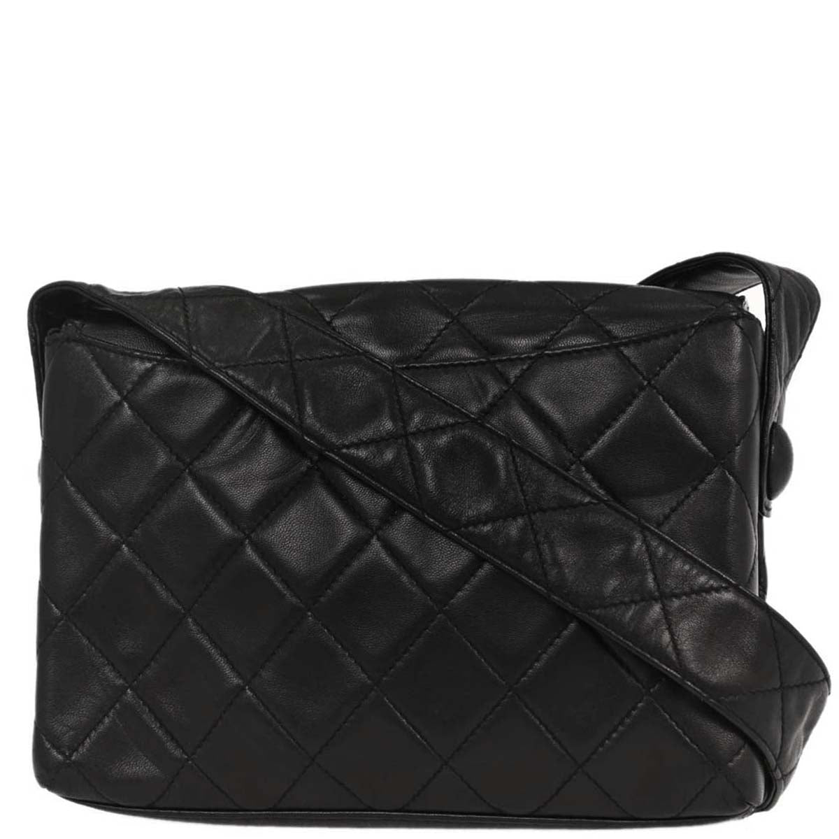 Chanel Black Lambskin Full Flap Shoulder Bag