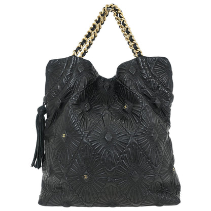 Chanel Black Calfskin Da'Oro Tote Bag