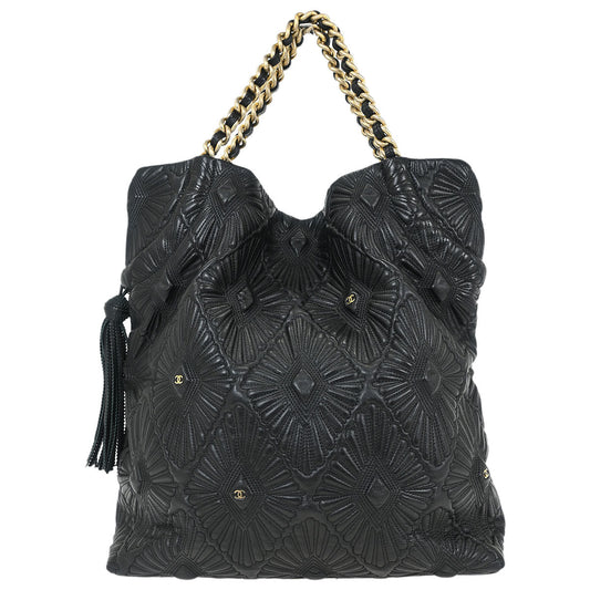 Chanel Black Calfskin Da'Oro Tote Bag