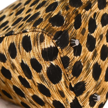 Christian Dior Yellow Canvas Cheetah Lady Dior 2way Shoulder Handbag