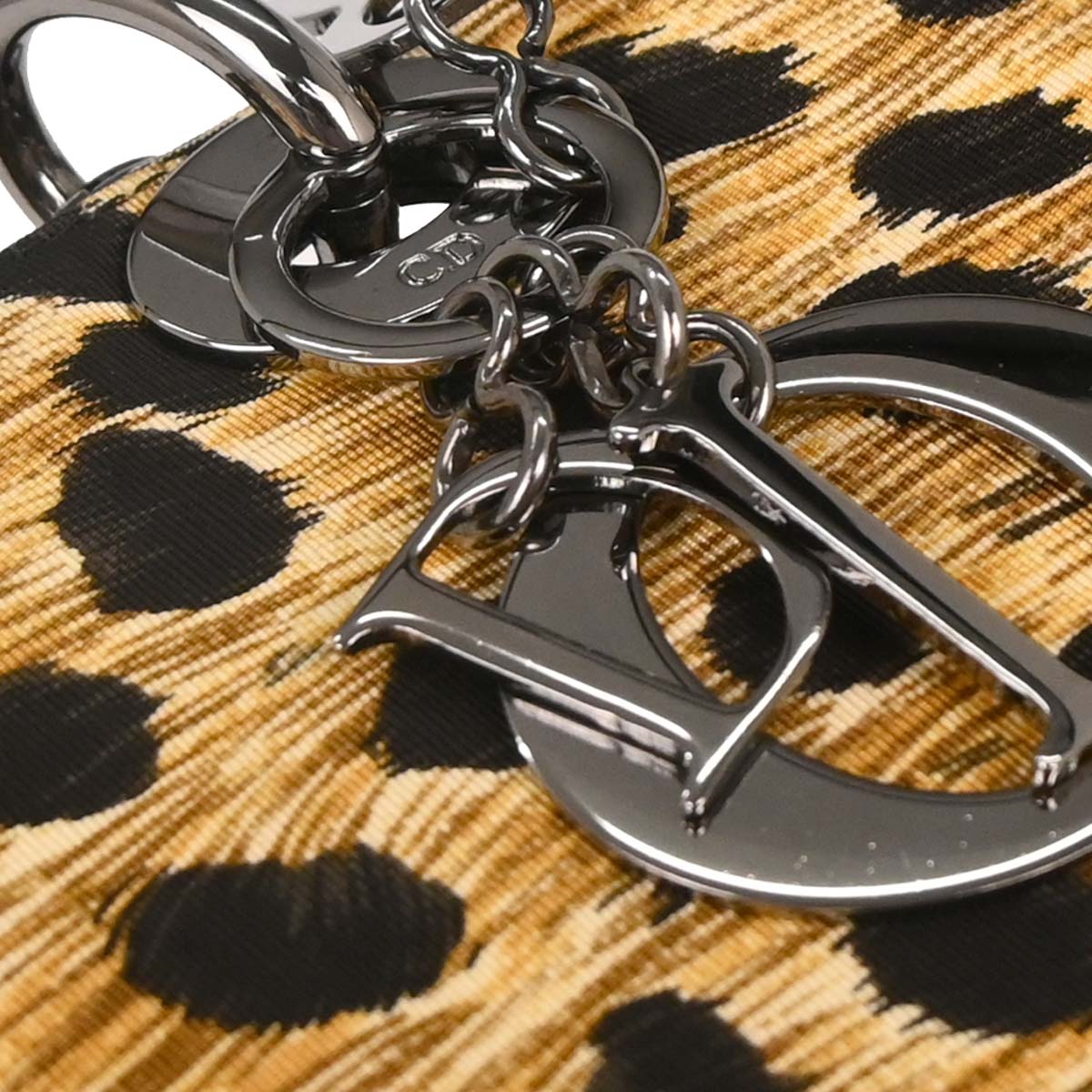 Christian Dior Yellow Canvas Cheetah Lady Dior 2way Shoulder Handbag