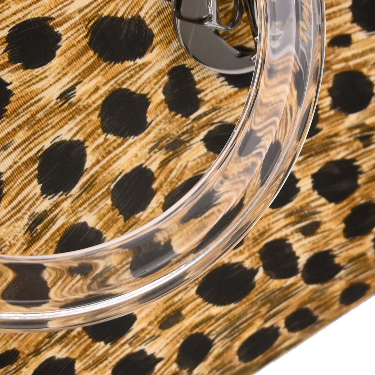 Christian Dior Yellow Canvas Cheetah Lady Dior 2way Shoulder Handbag