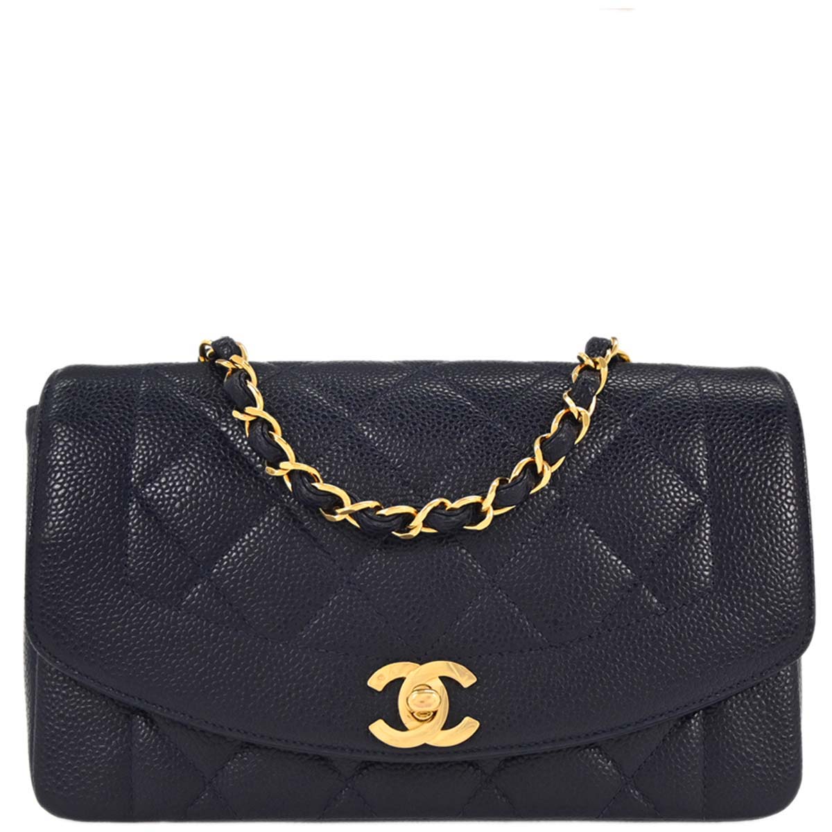 Chanel Navy Caviar Small Diana Shoulder Bag